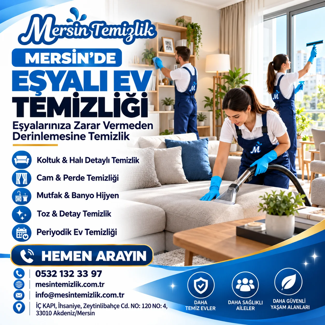Mersin’de eşyalı evde koltuk, mobilya ve zemin temizliği